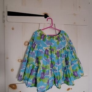 Fresh Blue and Green Floral Skirt